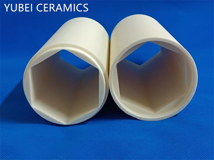 Inner Hexagon Alumina Ceramic Pipe Wear Resistant Size Customized